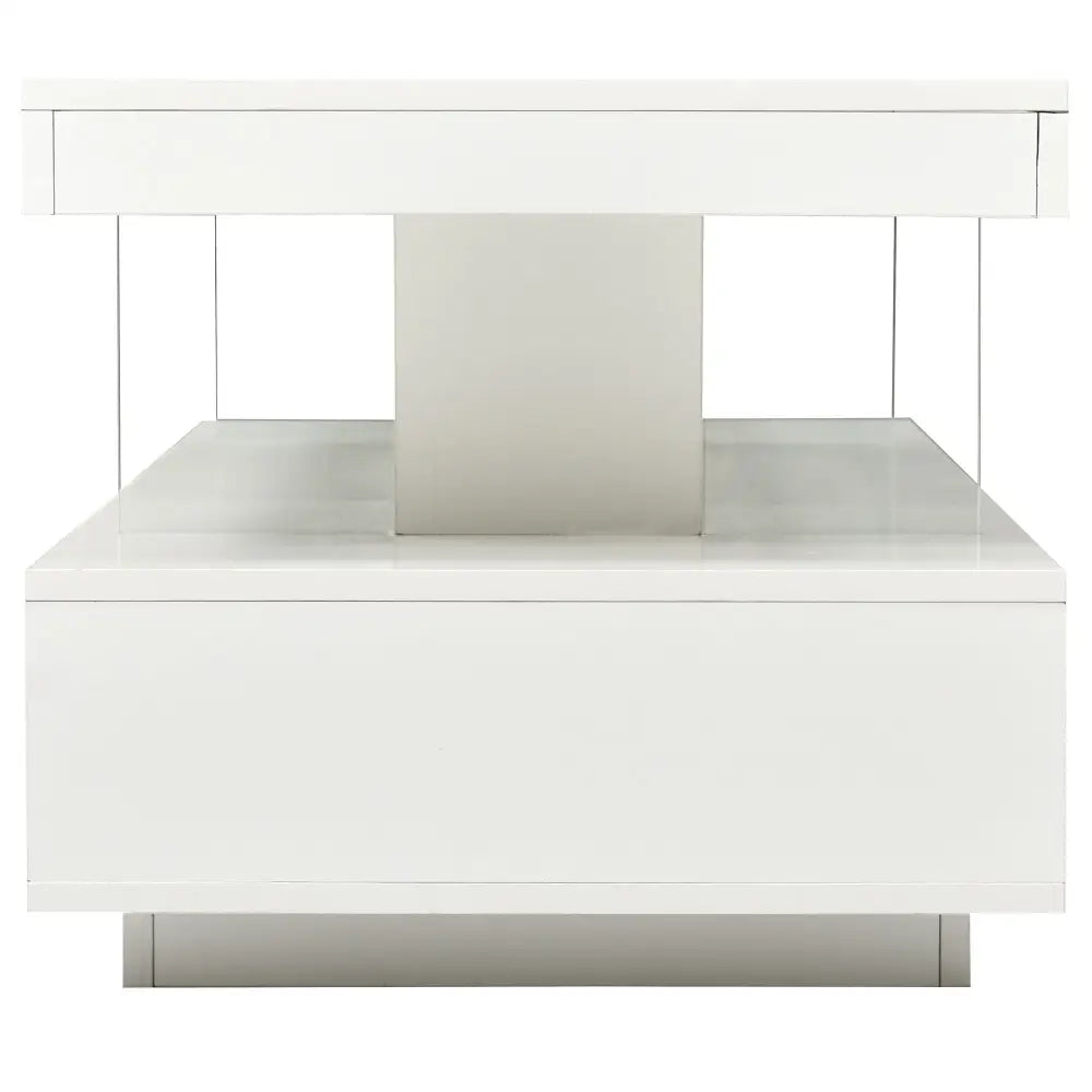 White layered coffee table from Modern LED Coffee Table Living Room Furniture set