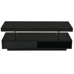 Black two-tiered LED coffee table for modern living room furniture display