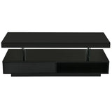 Black two-tiered LED coffee table for modern living room furniture display