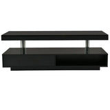 Black two-tiered LED coffee table for modern living room furniture in stylish spaces