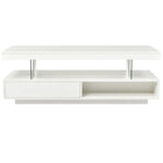 White modern LED coffee table suitable for living room decor and contemporary furniture