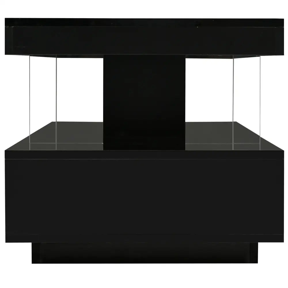 Black tiered modern LED coffee table for stylish living room decor