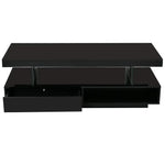 Black rectangular LED coffee table with drawers for modern living room furniture