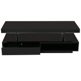 Black rectangular LED coffee table with drawers for modern living room furniture