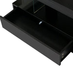 Open black drawer of modern LED coffee table for living room furniture