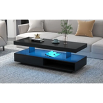 Modern LED Coffee Table Living Room Furniture showcasing a black coffee table with blue LED lighting