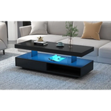 Modern LED Coffee Table Living Room Furniture showcasing a black coffee table with blue LED lighting