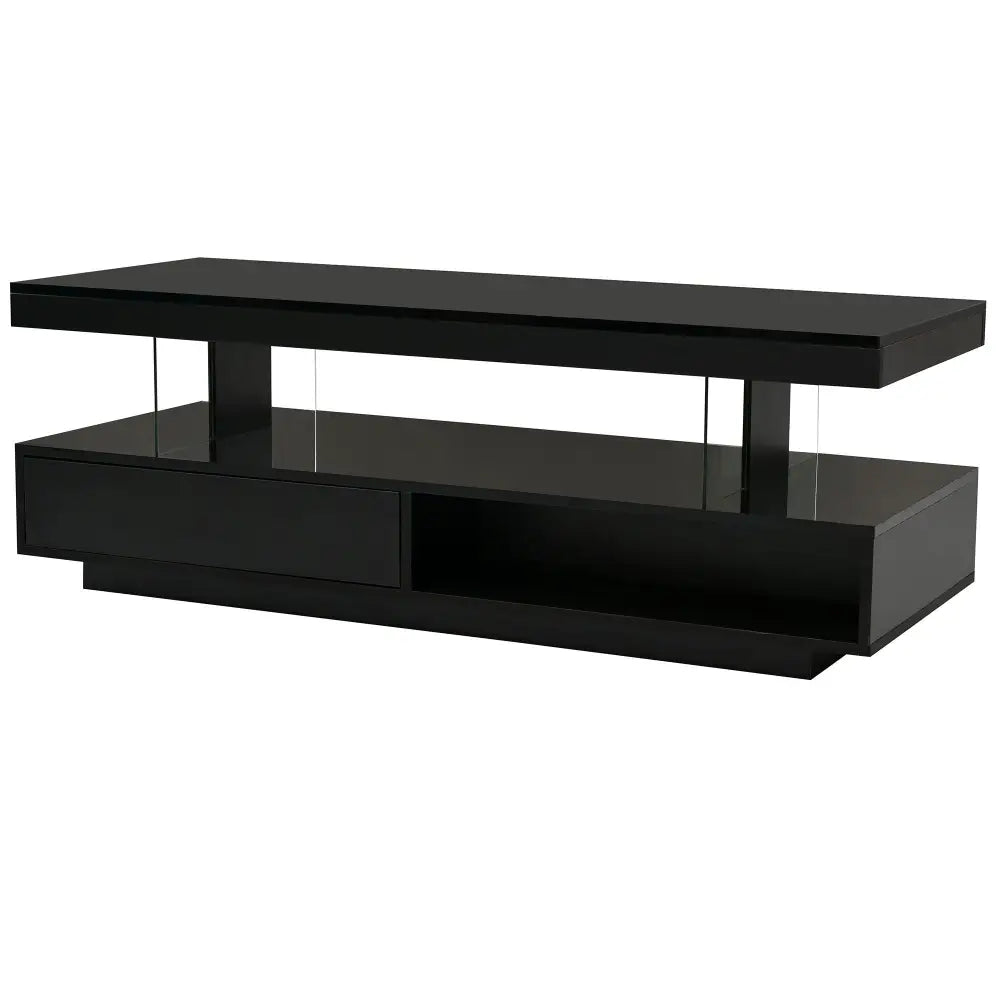 Black modern LED coffee table for living room decor and contemporary furniture
