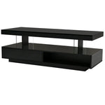 Black modern LED coffee table for living room decor and contemporary furniture