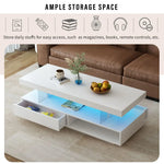 White LED coffee table in modern living room furniture for stylish coffee table decor