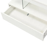 Open white drawer of modern LED coffee table for living room decordisplay