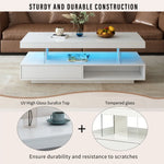 White two-tiered coffee table from Modern LED Coffee Table Living Room Furniture collection