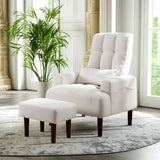 Upholstered living room single chair with ottoman for modern home decor