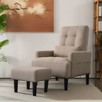 Beige upholstered living room single chair with matching ottoman for modern comfort