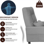 Ergonomic gray futon with spine support features in Modern Living Room Single Chair with Ottoman