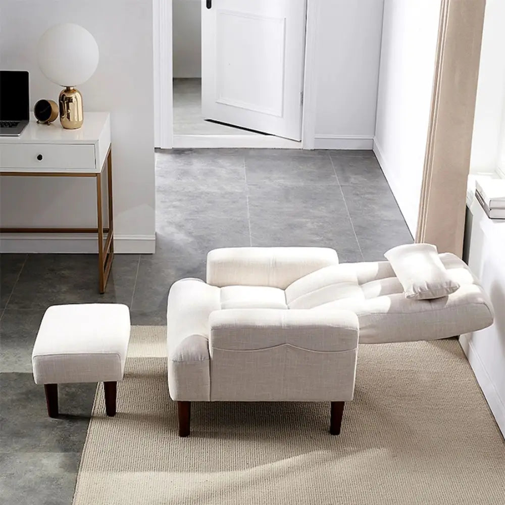 Beige convertible armchair with Ottoman ideal for modern living room single chair setup
