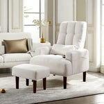 White upholstered recliner and ottoman for modern living room single chair setup