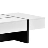 Modern white and black coffee table made from material particle board for contemporary living spaces