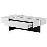 Modern rectangle coffee table with black and white design made from material particle board