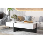 White and black coffee table made of material particle board for modern interior decor
