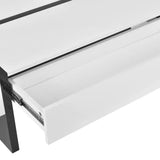 White drawer with metal slides on Modern Rectangle Coffee Table made of material particle board