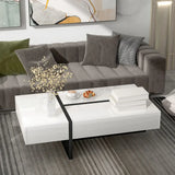 White and black coffee table made of particle board material for modern living rooms