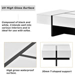Black and white high gloss coffee table made from material particle board for modern decor