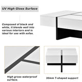 Black and white high gloss coffee table made from material particle board for modern decor