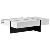 White and black modern rectangle coffee table made from material particle board