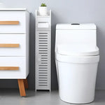 White bathroom storage cabinet ideal for towel storage and paper towel organization