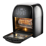 Black air fryer oven with rotating basket from the National 3-In-1 12 Qt Air Fryer Rotisserie Oven Dehydrator