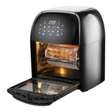 Black air fryer oven with rotating basket from the National 3-In-1 12 Qt Air Fryer Rotisserie Oven Dehydrator