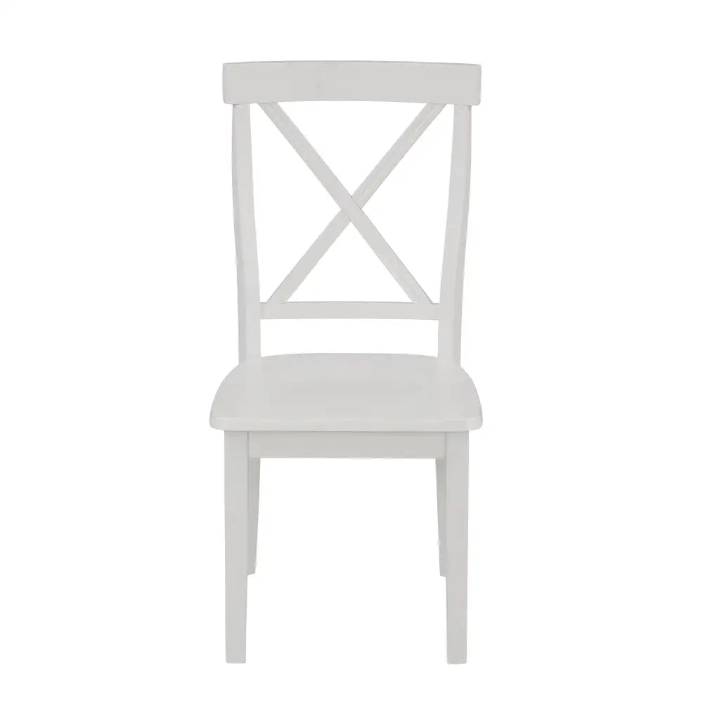 White wooden chair with cross back from Orisfur Solid Wood Dining Set 5 Piece Package