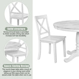 White wooden dining set from Orisfur Solid Wood Dining Set 5 Piece Package
