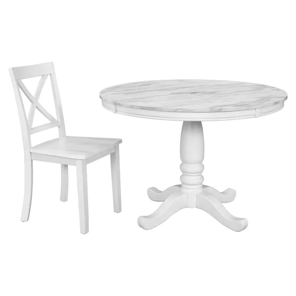 White round solid wood dining table and chairs from Orisfur 5-piece package set