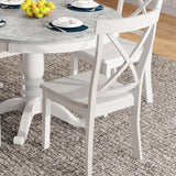 White wooden dining chair from Orisfur Solid Wood Dining Set 5 Piece Package