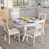 White round solid wood dining set from Orisfur 5-piece package size for elegant dining