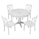 White round dining set in solid wood, 5-piece package size for Orisfur Dining Set