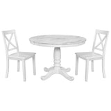 White round dining set in solid wood, 5-piece package with convenient size