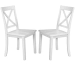 Two white wooden chairs from the Orisfur Solid Wood Dining Set 5 Piece Package