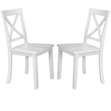 Two white wooden chairs from the Orisfur Solid Wood Dining Set 5 Piece Package