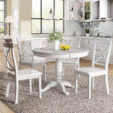 White round solid wood dining table with four chairs from Orisfur 5-piece package