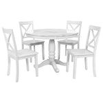 White round dining table with four matching chairs in Orisfur Solid Wood Dining Set package