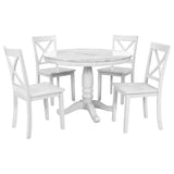 White round dining table with four matching chairs in Orisfur Solid Wood Dining Set package