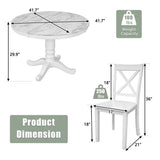 Dining table and chair dimensions in solid wood Orisfur 5 piece package size