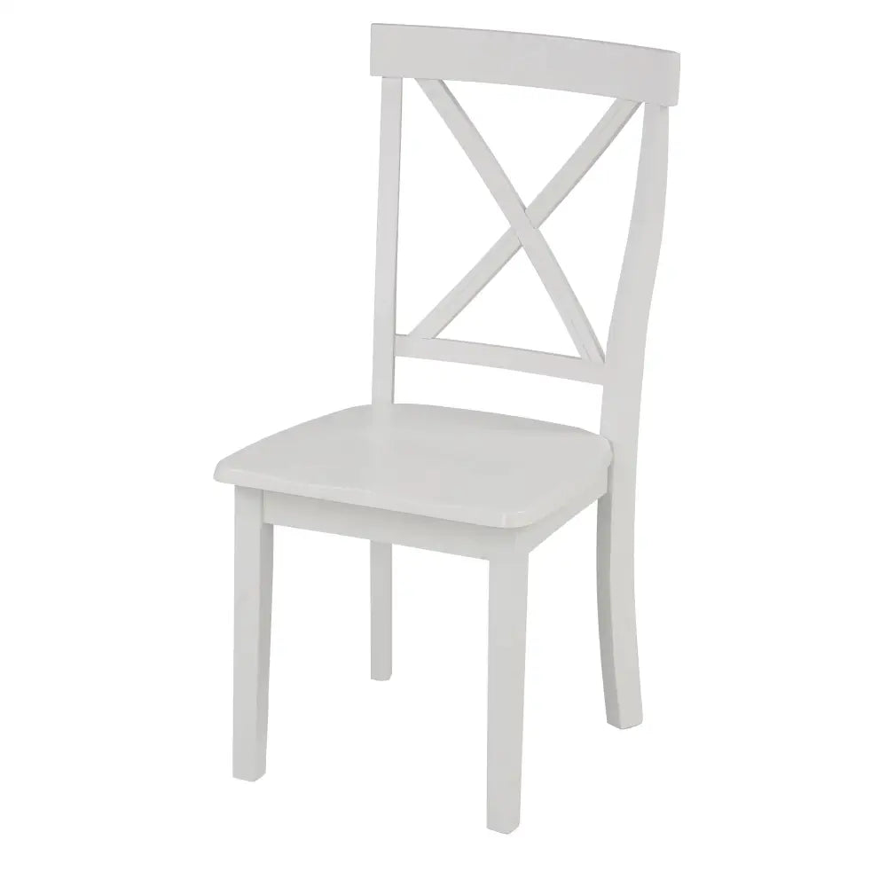 White wooden chair from Orisfur Solid Wood Dining Set 5 Piece Package for elegant dining