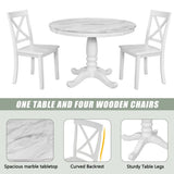 White marble-topped solid wood dining set in Orisfur 5-piece package size and quantity