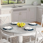 Round marble dining table in Orisfur Solid Wood Dining Set 5 Piece Package