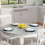 Round marble dining table in Orisfur Solid Wood Dining Set 5 Piece Package
