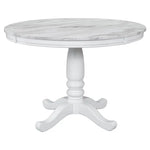 Round white marble-topped table from Orisfur Solid Wood Dining Set 5 Piece Package